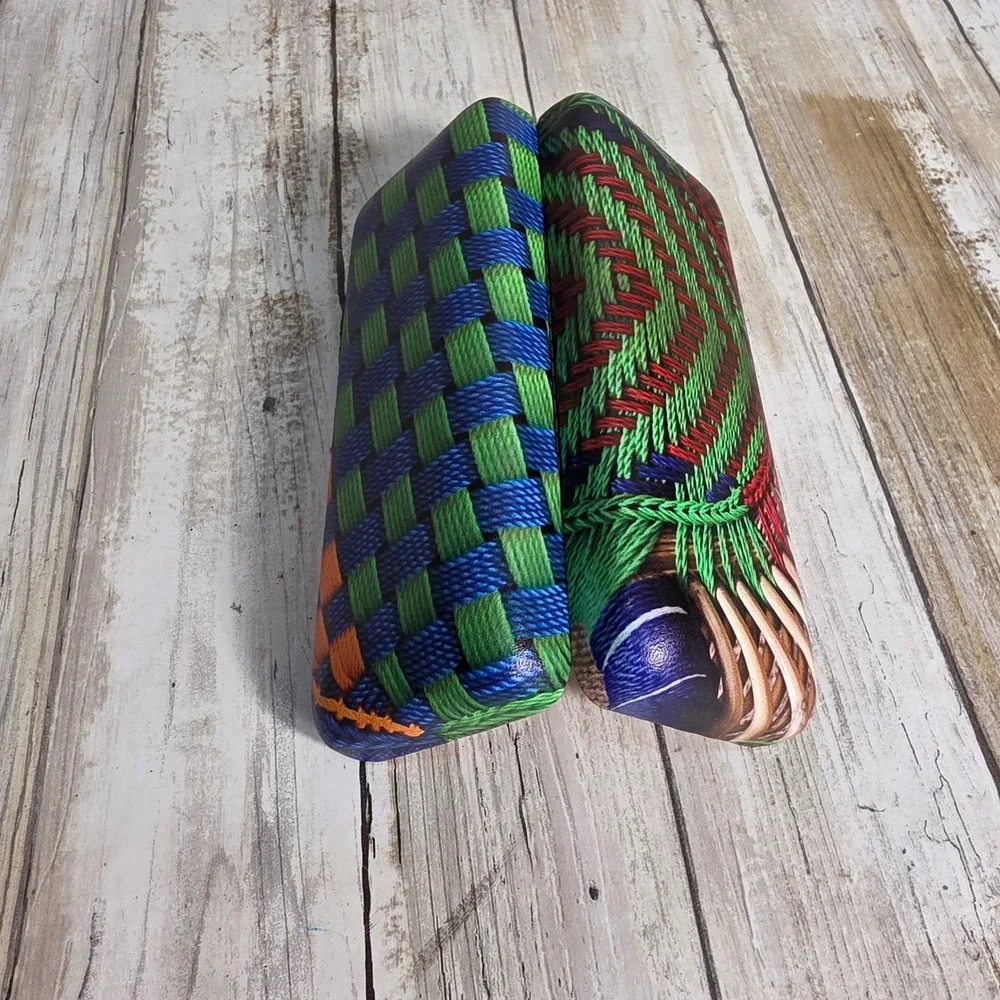 la Eyeworks Hard Shell Glasses Case Multicolor Woven Print Orange Interior